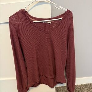 All in Favor Maroon Knit Top
